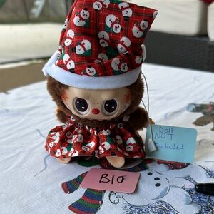 B10, 2 Piece Outfit Red Snowman Pattern Doll Outfit for Labubu doll(Doll No Doll